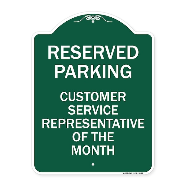 Signmission Reserved Parking Customer Service Representative of Month Heavy-Gauge Alum, 18" x 24", GW-1824-23136 A-DES-GW-1824-23136 - main